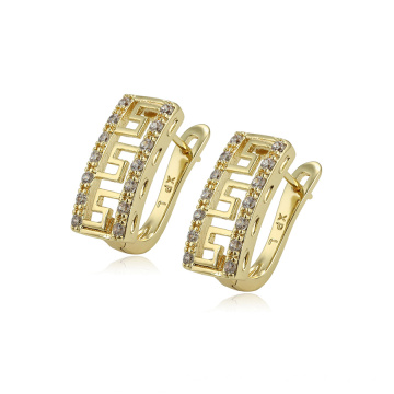 97153 xuping fashion high quality 14k gold color zircon paved ladies hoop earrings